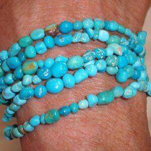SLEEPING BEAUTY TURQUOISE 6 STRAND STERLING SILVER BRACELET BRAND NEW